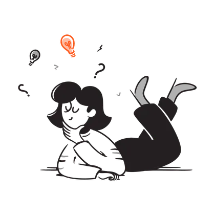 A woman lying on the floor as an idea arrives